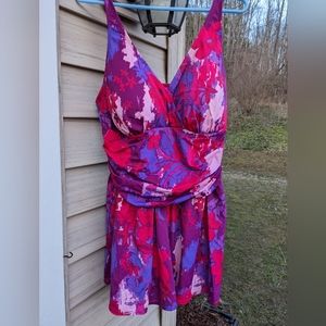 Women's D & Co. Beach One Piece Bathing Suit Dress Size 18W
